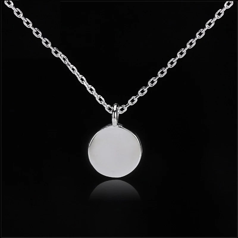 925 Sterling Silver Round Shape Pendant Necklace for Boys and Girls
