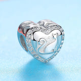 925 Silver CZ Cat Heart Love Charm Pendant