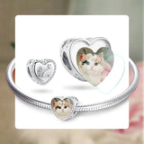 925 Silver CZ Cat Heart Love Charm Pendant