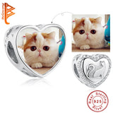 925 Silver CZ Cat Heart Love Charm Pendant