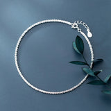 925 Sterling Silver Snake Ankle Chain for Women with Crystal Dangle