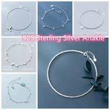 925 Sterling Silver Snake Ankle Chain for Women with Crystal Dangle