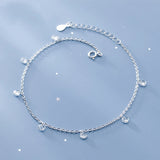 925 Sterling Silver Snake Ankle Chain for Women with Crystal Dangle