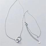 925 Silver Zircon Double Circle Charm Pendant Necklace Wedding Jewelry