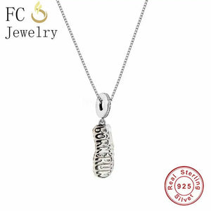925 Silver Sneaker Pendant Necklace for Women