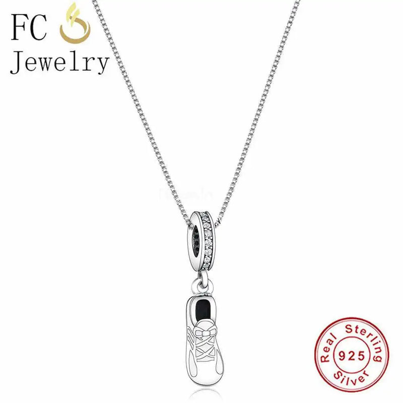925 Silver Sneaker Pendant Necklace for Women
