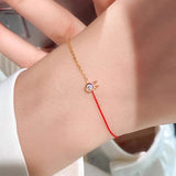 925 Sterling Silver Rabbit Red String Bracelet Summer Sweet Jewelry Girl Party