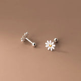 925 Silver Sun Flower Chrysanthemum Earrings for Women