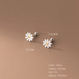 925 Silver Sun Flower Chrysanthemum Earrings for Women