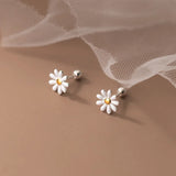 925 Silver Sun Flower Chrysanthemum Earrings for Women