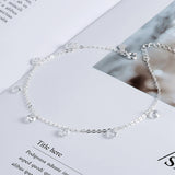 925 Silver Tassel Crystal Ankle Chain Beach Jewelry