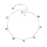 925 Silver Tassel Crystal Ankle Chain Beach Jewelry