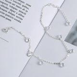 925 Silver Tassel Crystal Ankle Chain Beach Jewelry