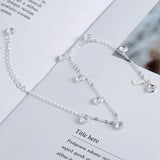 925 Silver Tassel Crystal Ankle Chain Beach Jewelry