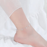 925 Silver Tassel Crystal Ankle Chain Beach Jewelry