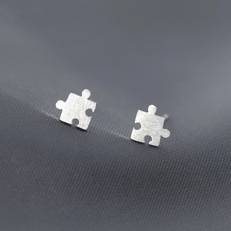 925 Silver Game Puzzle Shaped Earrings for Women