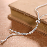 925 Sterling Silver Women Bracelet Snake Bone Chain Push Pull Bracelet