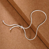 925 Sterling Silver Women Bracelet Snake Bone Chain Push Pull Bracelet