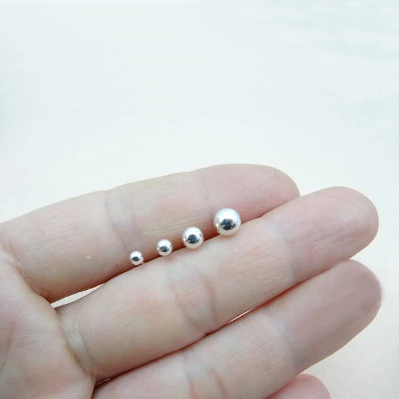 925 Sterling Silver Ball Stud Earrings for Children Girls Kids Baby Jewelry