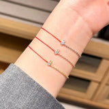 925 Sterling Silver Sweet Rabbit Red Rope Bracelet Birthday