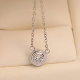 925 Silver Women's Round Necklace Yellow Pendant Gift