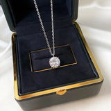 925 Silver Round Stone Pendant Necklace Women Birthday Anniversary