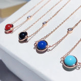925 Sterling Silver Colorful Beaded Necklace Party Jewelry