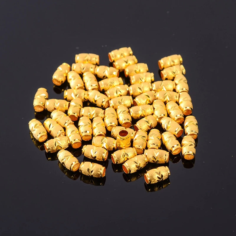 Pure 24K Yellow 3D Bead DIY Weave Bracelet Ring Necklace for Men Women