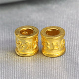 Pure 999 24K Yellow 3D Six Words Tube Bead Pendant 0.1-0.2g