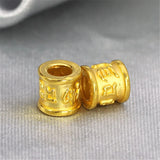 Pure 999 24K Yellow 3D Six Words Tube Bead Pendant 0.1-0.2g