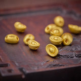 Pure 24K Yellow 3D Lucky Yuanbao Bead Pendant