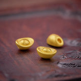 Pure 24K Yellow 3D Lucky Yuanbao Bead Pendant