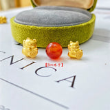 24K Yellow 999 Lucky 3D Cat Bead Pendant 0.1-0.2g