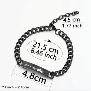 King Queen Prince Princess Matching Couple Bracelet Gift