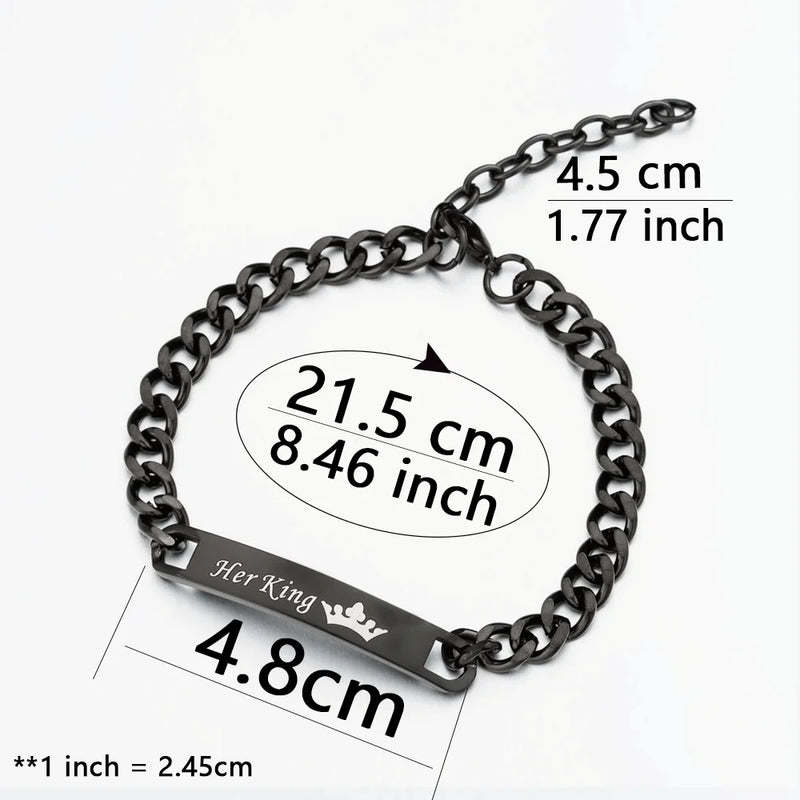 King Queen Prince Princess Matching Couple Bracelet Gift