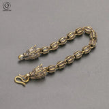 Vintage Punk Dragon Head Bracelet Buddhist Bead Men Jewelry