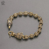 Vintage Punk Dragon Head Bracelet Buddhist Bead Men Jewelry