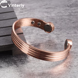 Adjustable Pure Copper Cuff Bracelet Magnetic Bangle for Arthritis Health