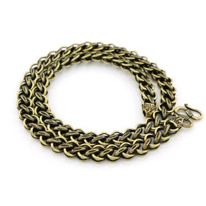 Copper Chain Men Necklace Punk Brass Circle Snake Scale Pattern Retro Hip Hop