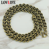 Copper Chain Men Necklace Punk Brass Circle Snake Scale Pattern Retro Hip Hop