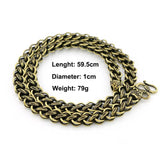 Copper Chain Men Necklace Punk Brass Circle Snake Scale Pattern Retro Hip Hop