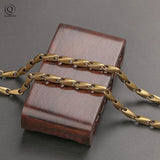 Pure Copper Long Chain Men Necklace Vintage Punk Rock Motorcycle Necklace
