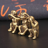 Antique Copper Three Monkeys Miniatures Figurines Feng Shui Ornaments