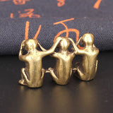Antique Copper Three Monkeys Miniatures Figurines Feng Shui Ornaments
