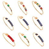 Copper Zircon Round Cuff Bangle for Women 18K Plated
