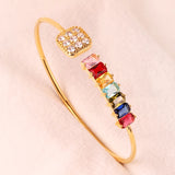 Copper Zircon Round Cuff Bangle for Women 18K Plated