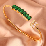 Copper Zircon Round Cuff Bangle for Women 18K Plated