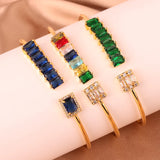 Copper Zircon Round Cuff Bangle for Women 18K Plated