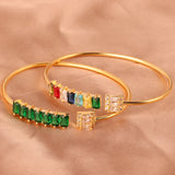 Copper Zircon Round Cuff Bangle for Women 18K Plated