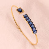 Copper Zircon Round Cuff Bangle for Women 18K Plated